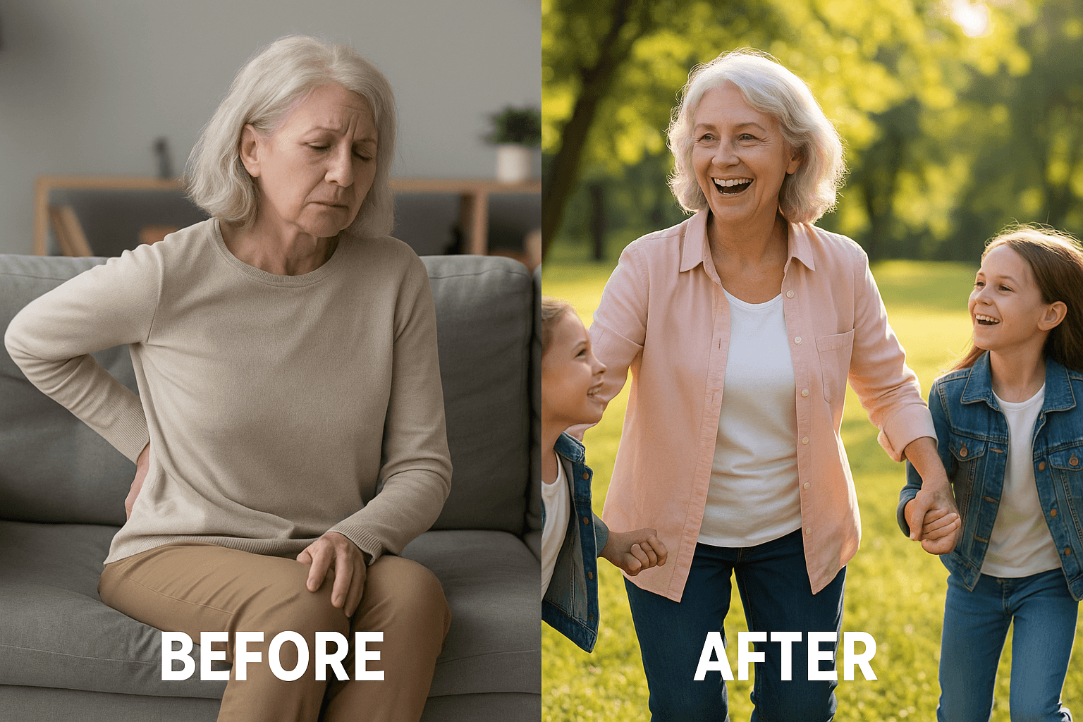 Before and after lifestyle comparison